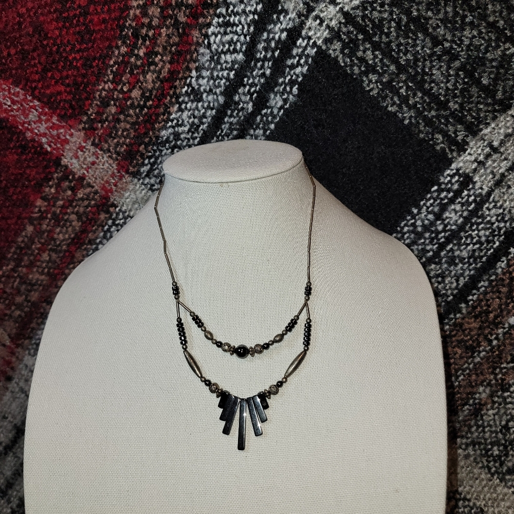 18" Hematite and silver necklace
